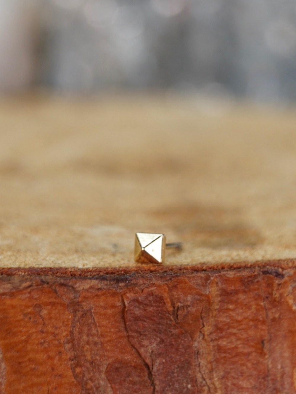 Tiny Pyramid 14k Yellow Threadless End Stud